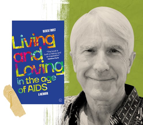 Derek Frost and a cover of his memoir 'Living & loving in the age of AIDS'