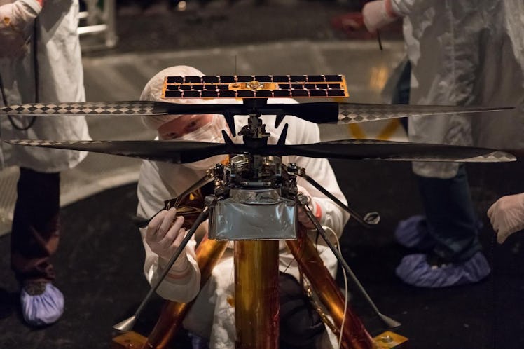 engineers work on mars helicopter