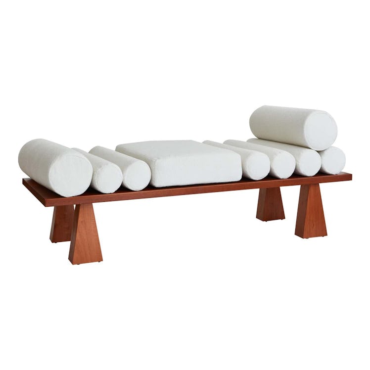 Lennon Daybed, Ivory Bouclé & Wood Daybed