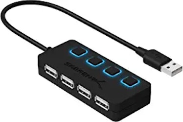 Sabrent 4-Port USB Hub With LED Lit Power Switches