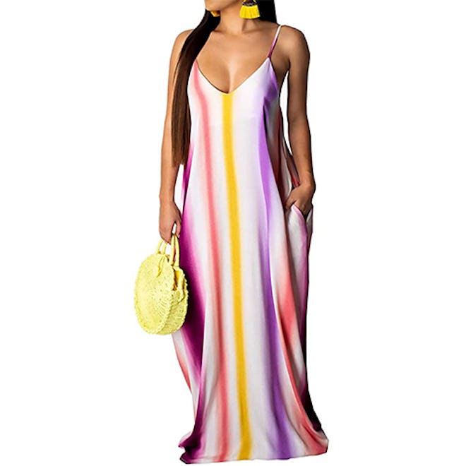 SheKiss Colorblock Striped Maxi Dress