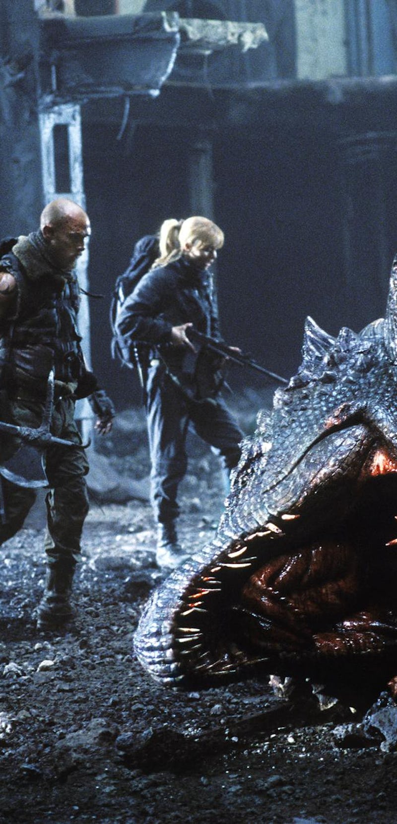 soldiers around dead dragon in reign of fire