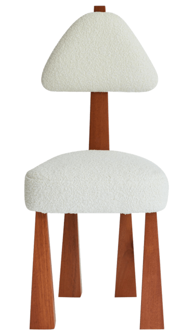 Lana Dining Chair, Ivory Bouclé & Wood Chair