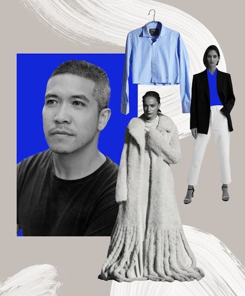 Thakoon Panichgul next to models who are wearing his designs