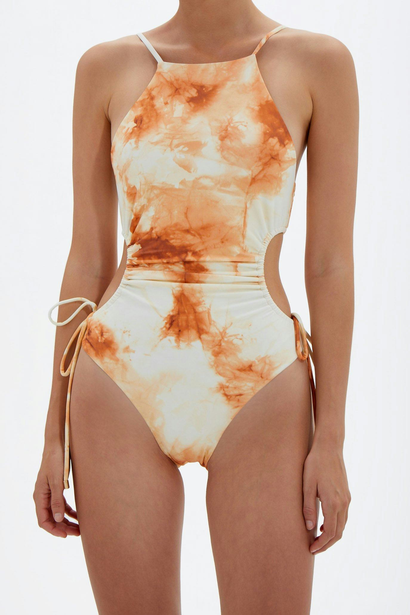 one piece bathing suits tie dye