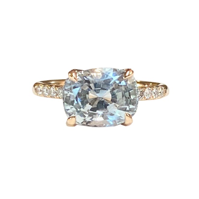Solitaire Pavé Band Ring with Grey Sapphire