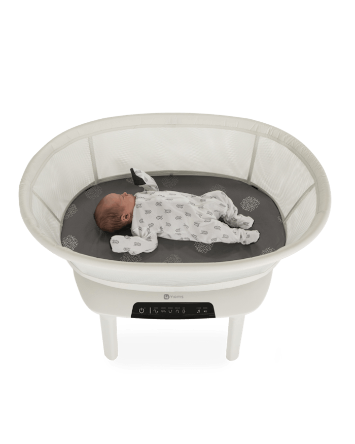 baby in mamaRoo bassinet
