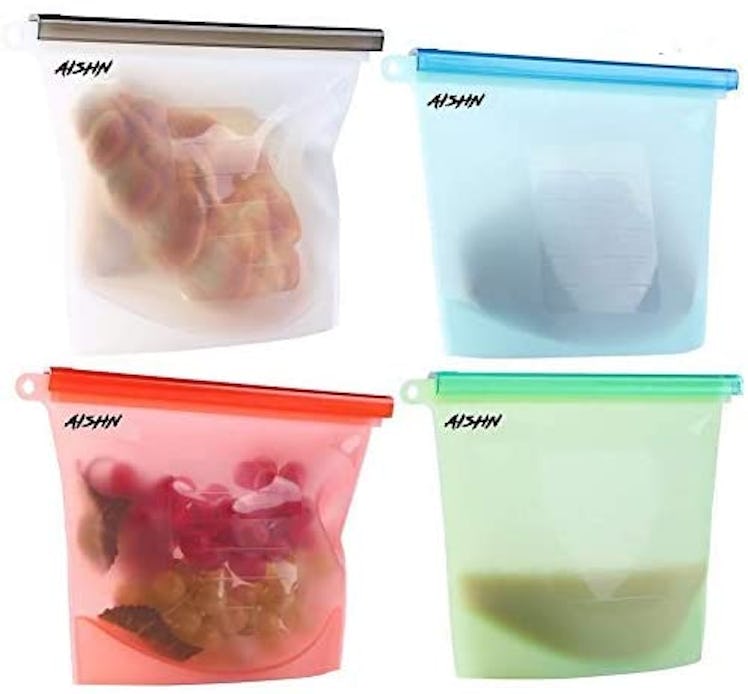 AISHN Reusable Silicone Food Bags (4-Pack)