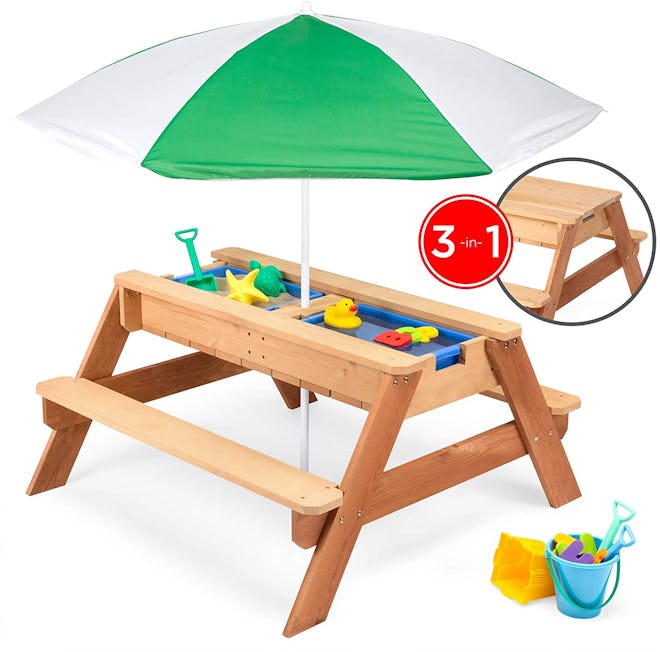 Best Choice Products Kids 3-in-1 Outdoor Wood Table