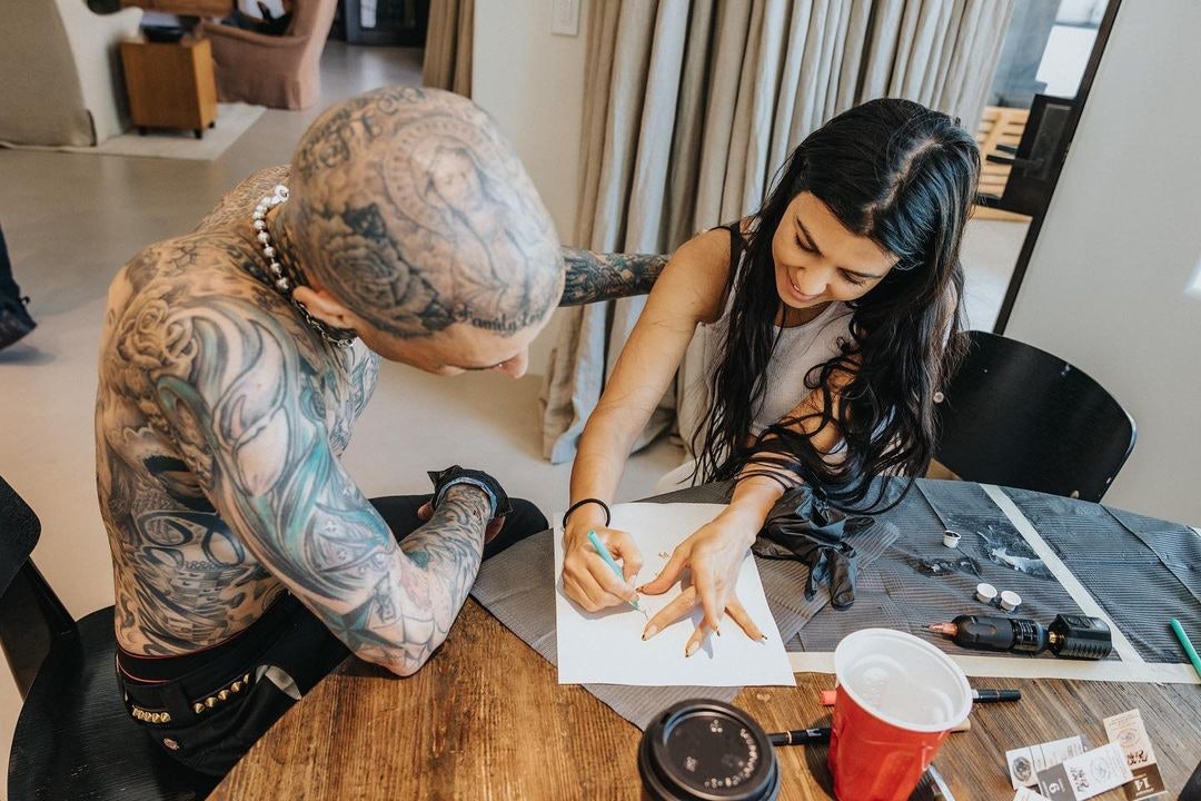 Travis Barker Gets Tattoo of Fiancee Kourtney Kardashians Lips on His  Biceps See Pic  News18