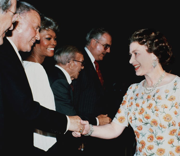 Dionne Warwick meeting Queen Elizabeth II during a royal visit to California 