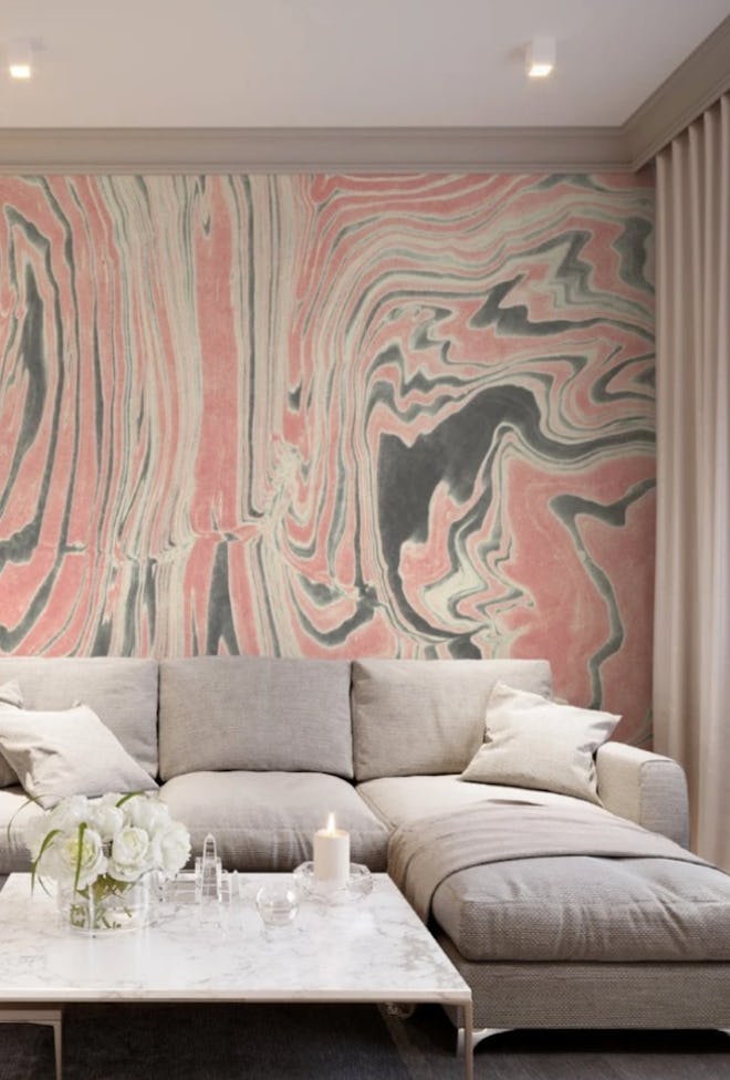 Rose Ring Marble Wallpaper - Mitchell Black Murals