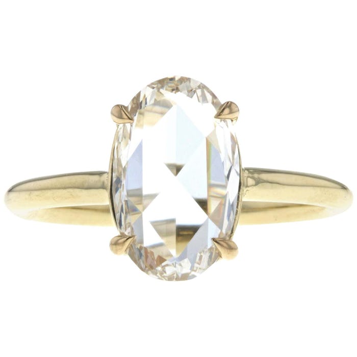Unique Rose Cut Oval Diamond Engagement Ring