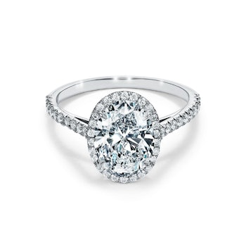 Tiffany Soleste® Oval Halo Engagement Ring with a Diamond Platinum Band
