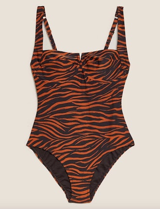 Zebra Print Wired Plunge Swimsuit