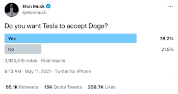 Musk's post on Dogecoin.