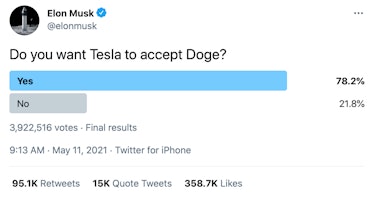 Musk's post on Dogecoin.
