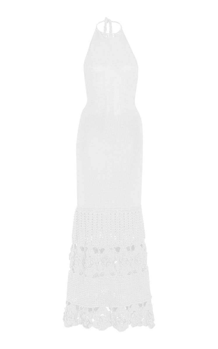 Carina Crochet-Knit Bamboo Maxi Halter Dress