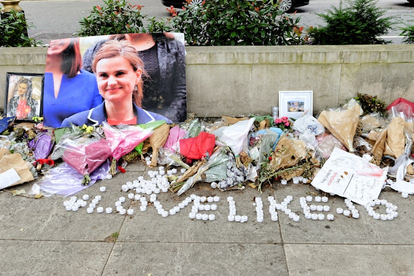 A tribute to Jo Cox outside Parliament in July 2016.