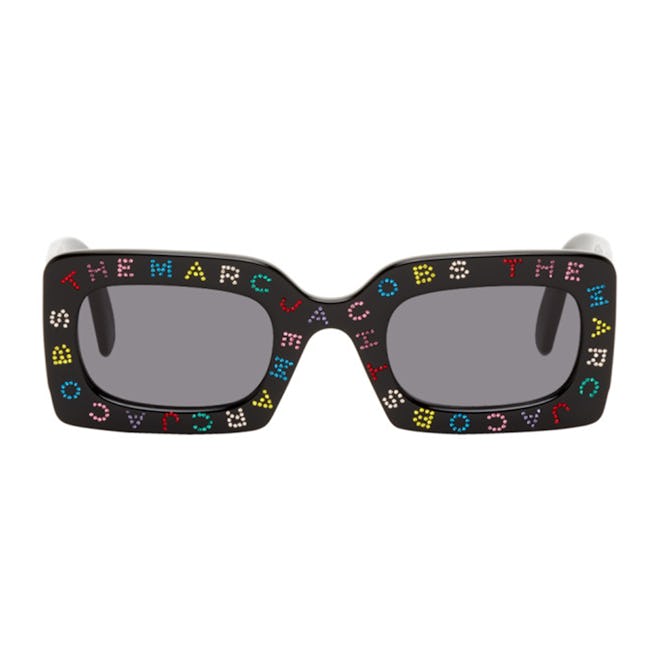Marc Jacobs Black 'The Logo' Rectangular Sunglasses