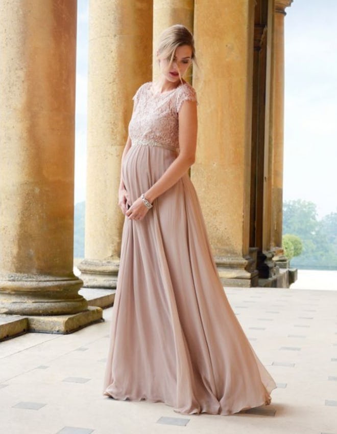Blush Silk & Eyelash Lace Maternity Gown