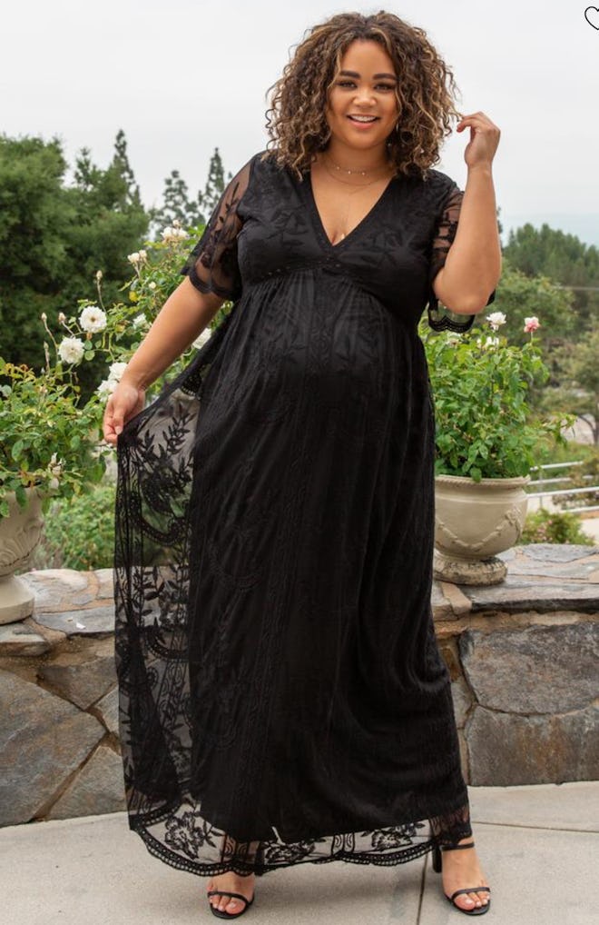PinkBlush Black Lace Mesh Overlay Maternity Plus Maxi Dress Regular price
