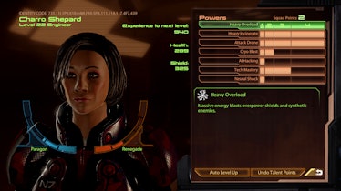 Mass Effect Legendary Edition squad menu with Shepard face code