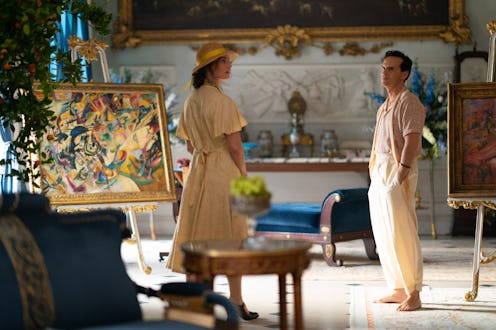 Linda (LILY JAMES), Merlin (ANDREW SCOTT) in BBC's The Pursuit Of Love
