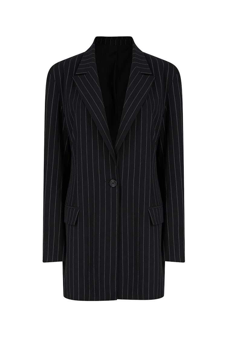 Black Pinstripe Oversized Blazer