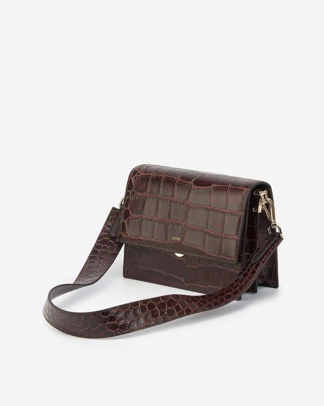 Mini Flap Bag in Brown Croc