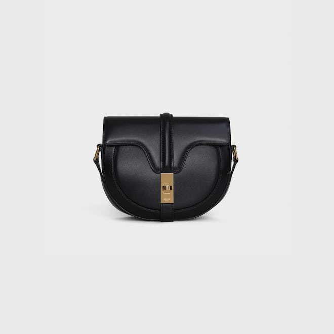 Small Besace 16 Bag in Black Satinated Calfskin