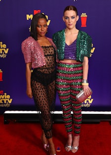 Taylour Paige and Riley Keough in Gucci