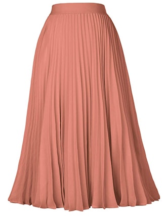 Kate Kasin High Waist Pleated A-Line Skirt