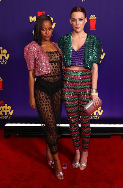 Taylour Paige and Riley Keough in Gucci