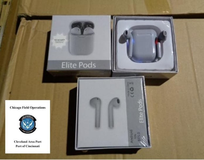 U.S. Customs and Border Protection seized more than 36,000 counterfeit Apple AirPods being shipped i...