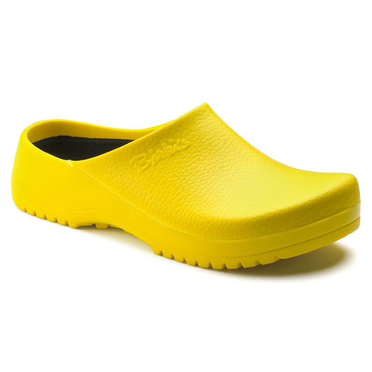 Birkenstock yellow Super-Birki clogs.