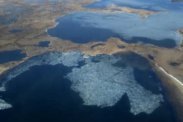 Aerial view of melting permafrost