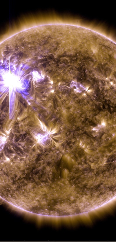 This image was captured by NASA's Solar Dynamics Observatory and shows a type of light that is invis...