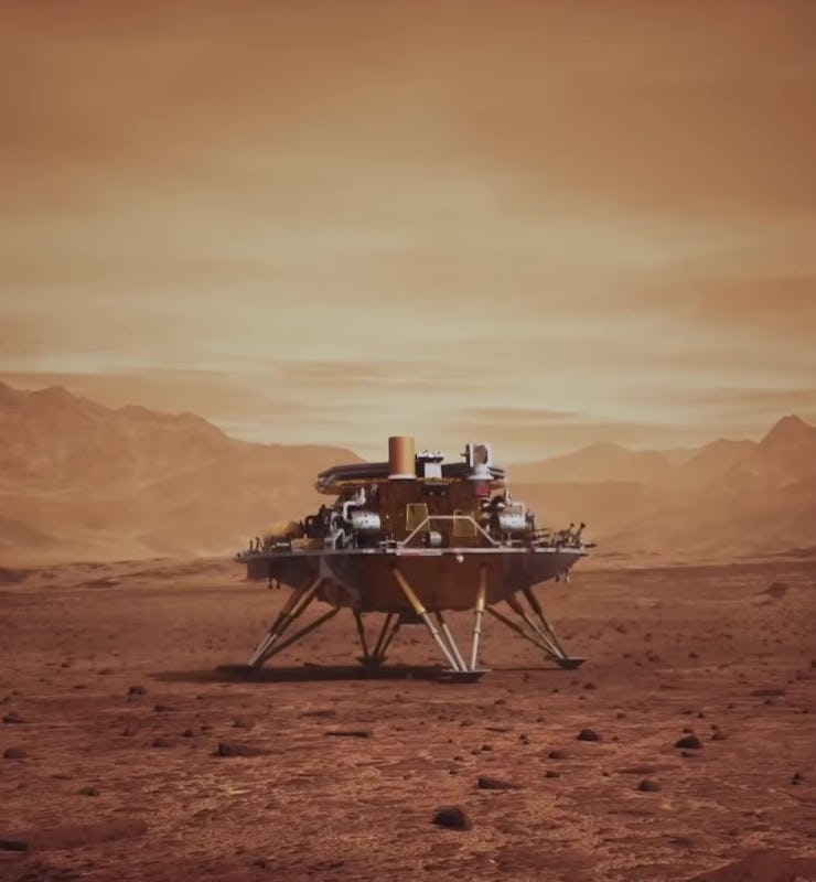 A video of China's Zhurong rover on the surface of Mars