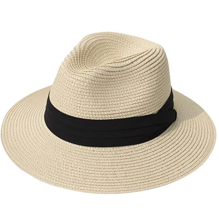 Lanzom Wide Brim Straw Hat 