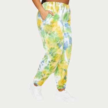 PrettyLittleThing Plus Multi Tie Dye Drawstring Joggers