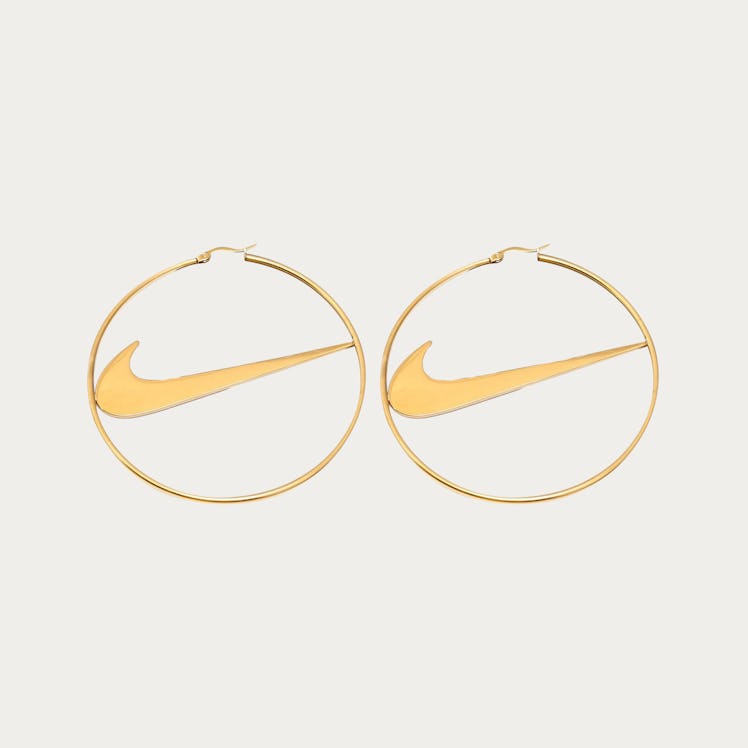 SimplySterlingStore Large Nike-Inspired Hoop Earrings