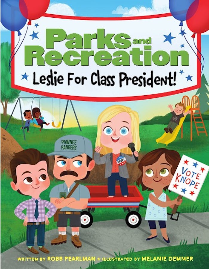 The Parks & Rec children's book features tiny Leslie running for president.