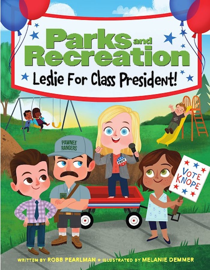 The Parks & Rec children's book features tiny Leslie running for president.