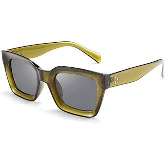 FEISEDY Thick Square Frame Fashion Sunglasses