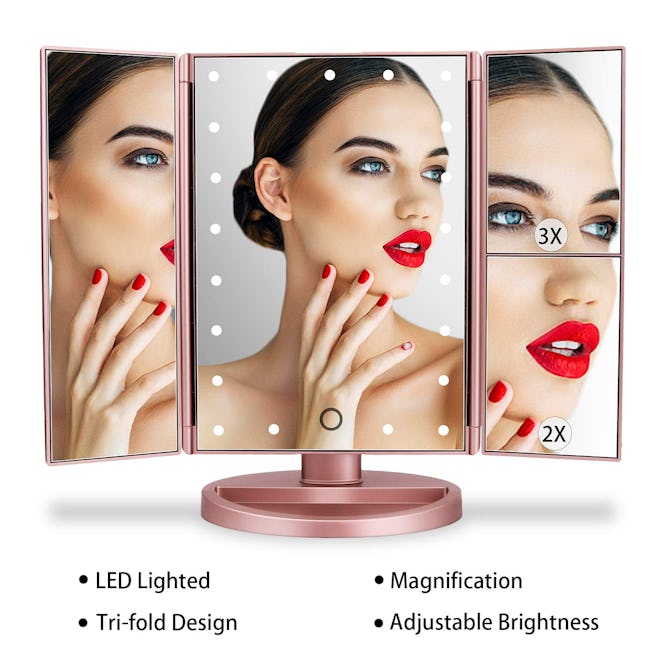 deweisn Tri-Fold Lighted Vanity Makeup Mirror