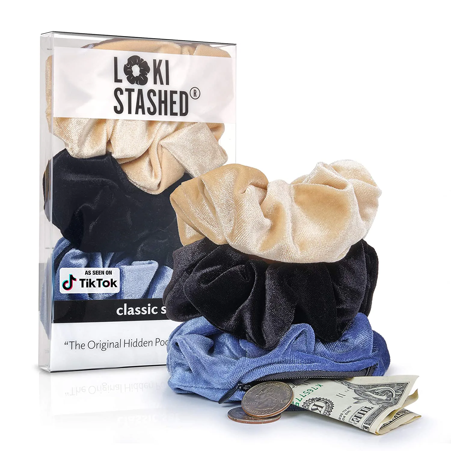 LokiStashed Hidden Pocket Scrunchies (3-Pack)