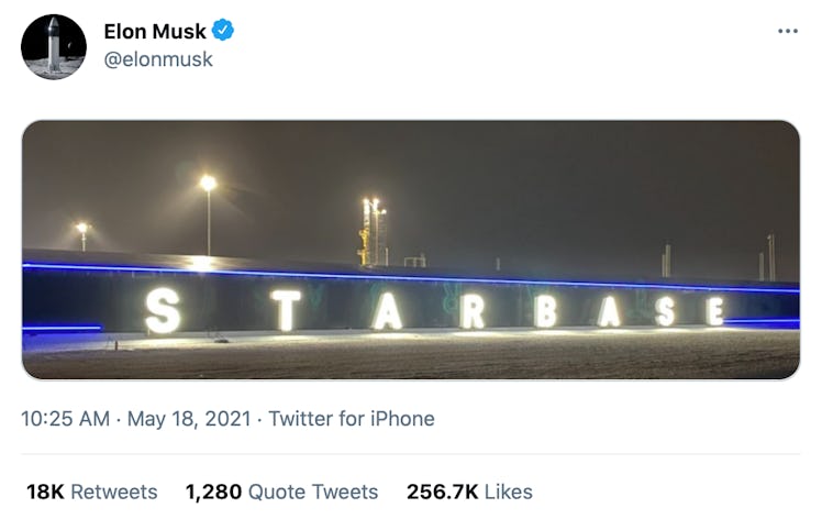 Musk's Starbase post.