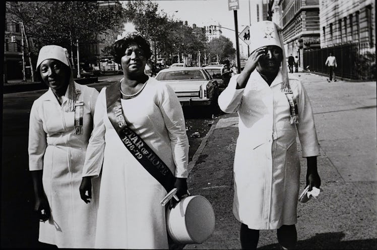 Miss Star of Hope in 1978, walking around with two other women dressed in white 