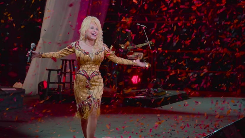 Dolly Parton in 'Dolly Parton: A MusiCares Tribute'. Photo via Netflix